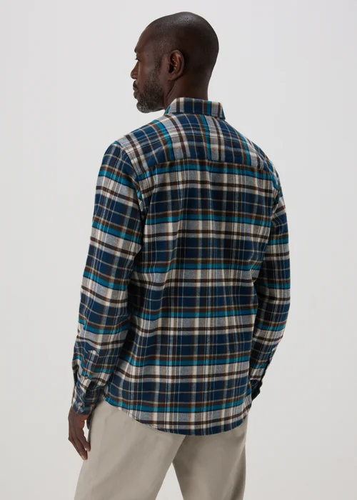 Lincoln Teal Checked Brushed Shirt - S Image 2