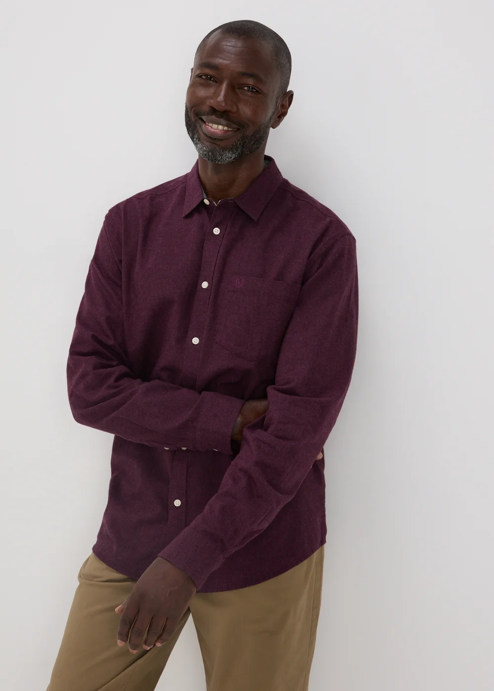 Lincoln Burgundy Brushed Shirt - S Image 1