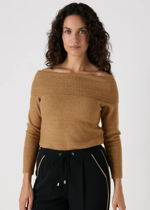 Et Vous Camel Bardot Knitted Jumper - S Image 1