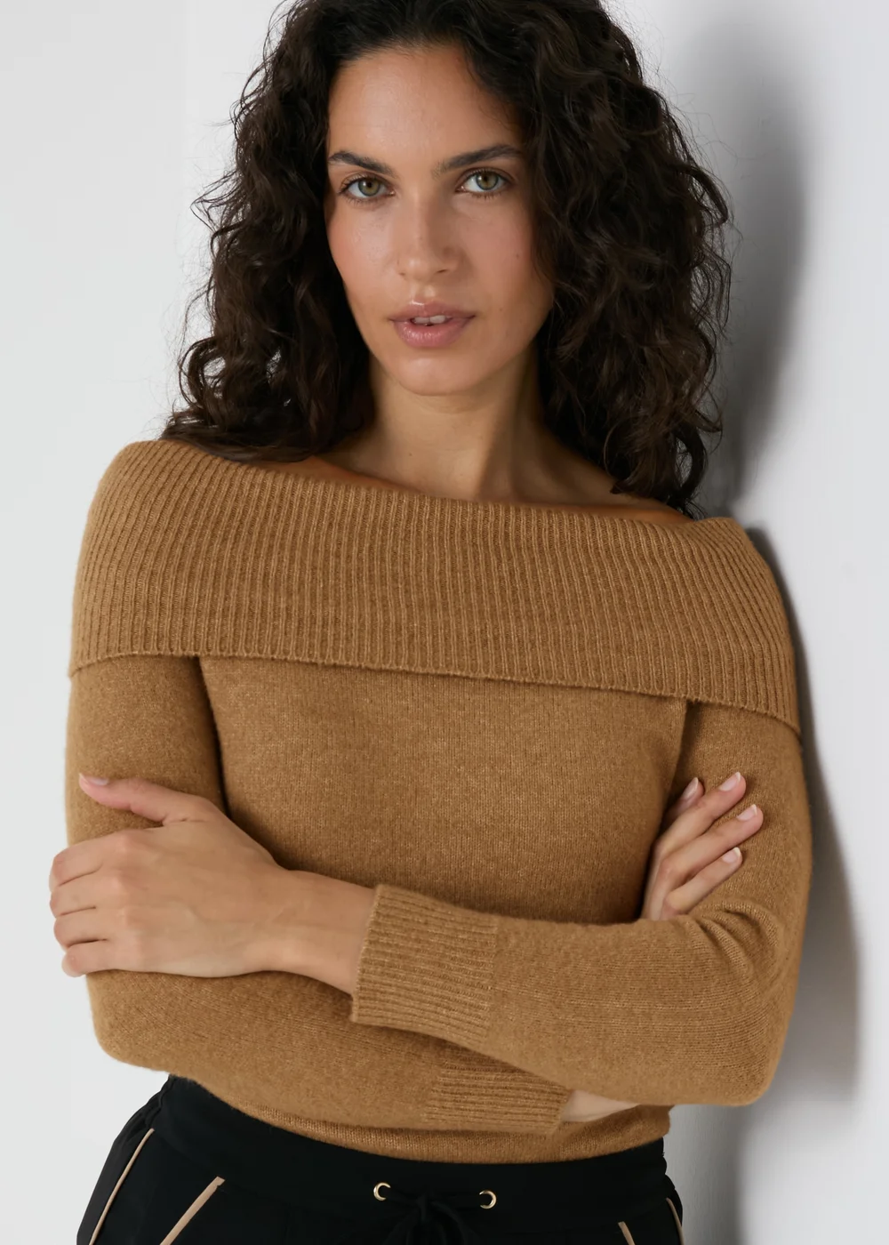 Et Vous Camel Bardot Knitted Jumper - S Image 3