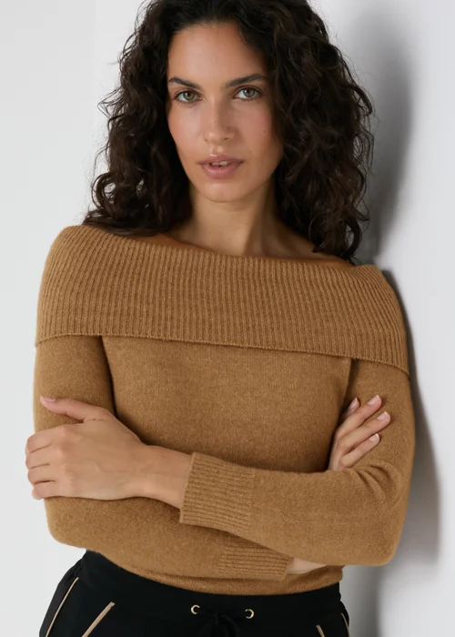 Et Vous Camel Bardot Knitted Jumper - S Image 3
