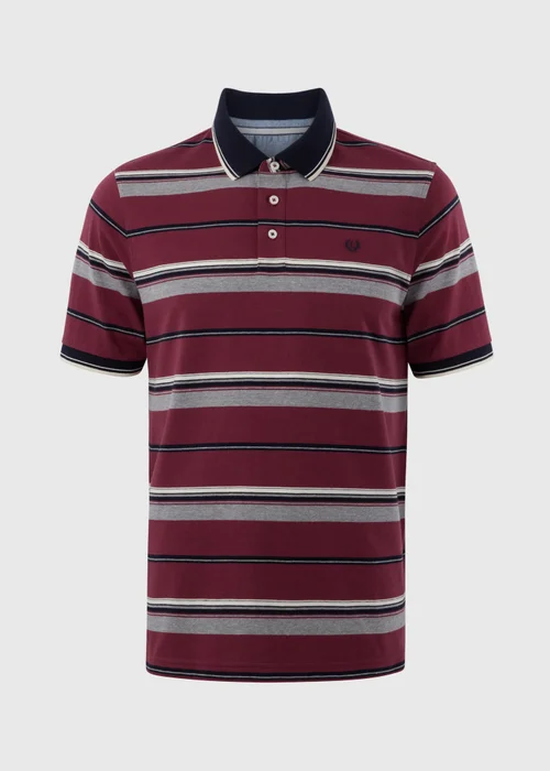 Lincoln Burgundy Stripe Polo Shirt - S Image 4