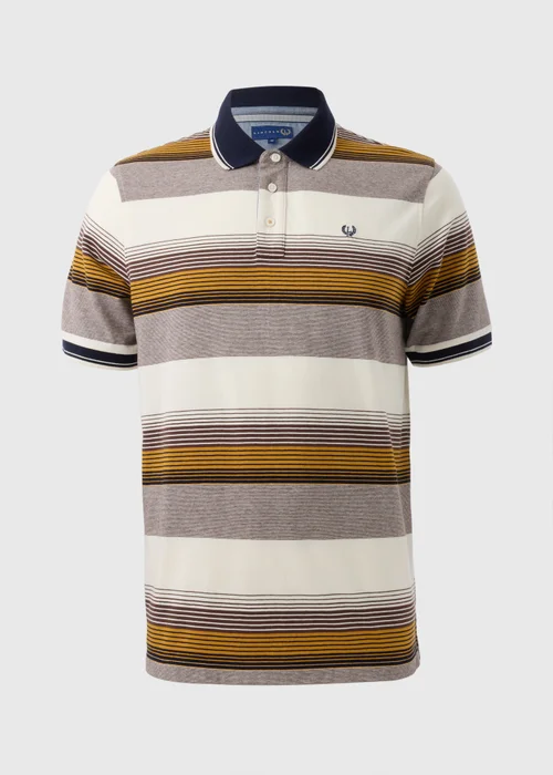Lincoln Brown Stripe Ombre Polo Shirt - S Image 3