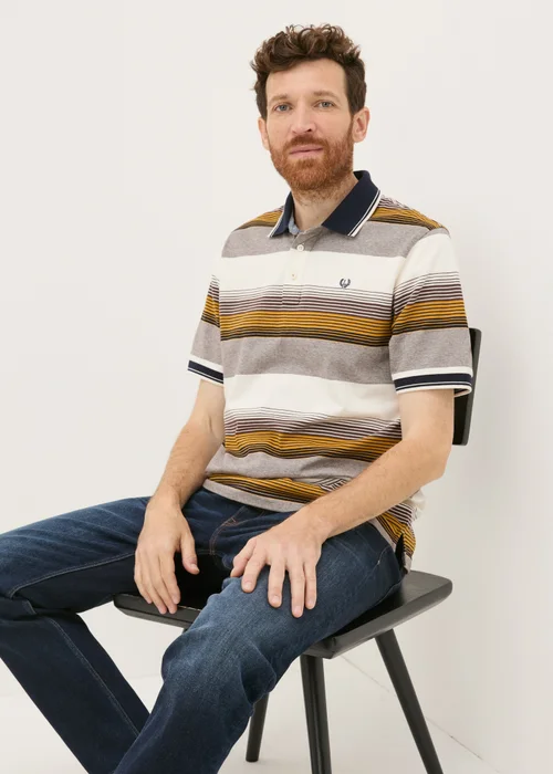Lincoln Brown Stripe Ombre Polo Shirt - S Image 1