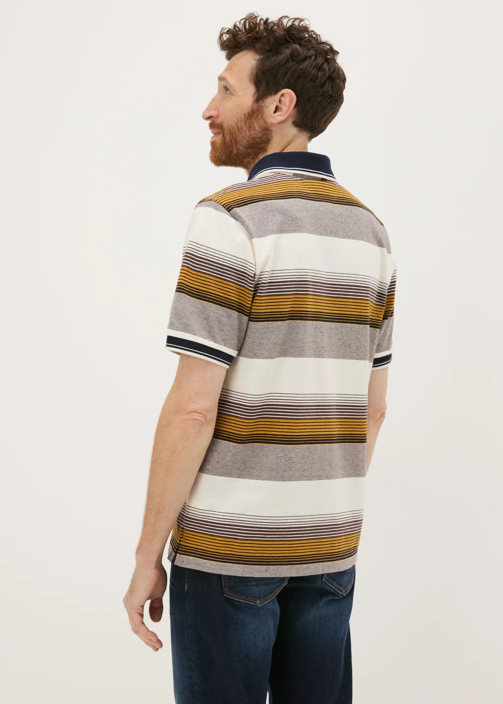 Lincoln Brown Stripe Ombre Polo Shirt - S Image 2