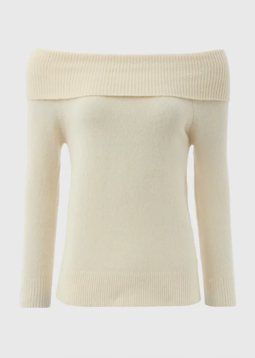 Et Vous Cream Bardot Knitted Jumper - S Image 4