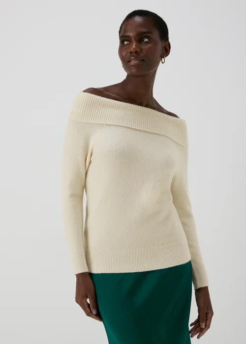 Et Vous Cream Bardot Knitted Jumper - S Image 1