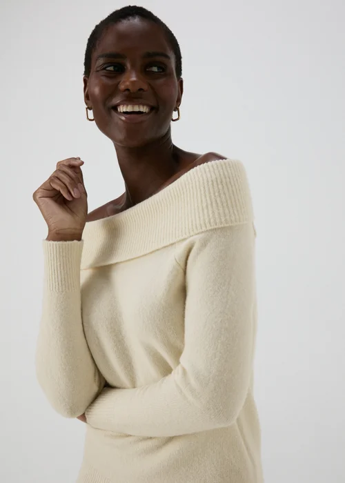 Et Vous Cream Bardot Knitted Jumper - S Image 3