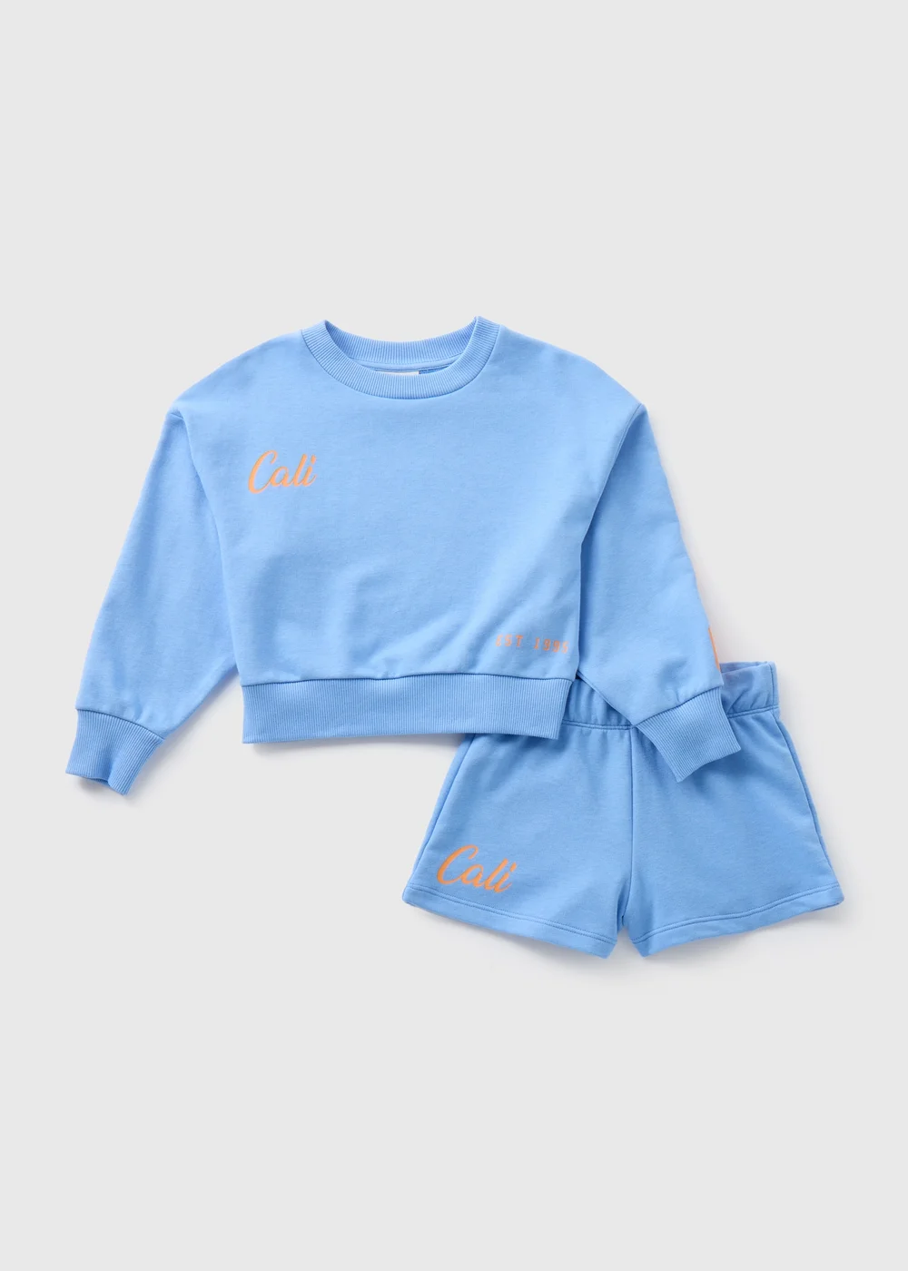 Girls Blue California Sweatshirt & Shorts Set (7-15yrs) - Age 7 Years Image 1