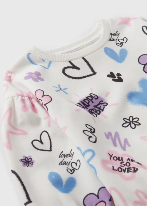 Girls Cream Graffiti Sweatshirt (1-7yrs) - 1-1.5 Yrs Image 2