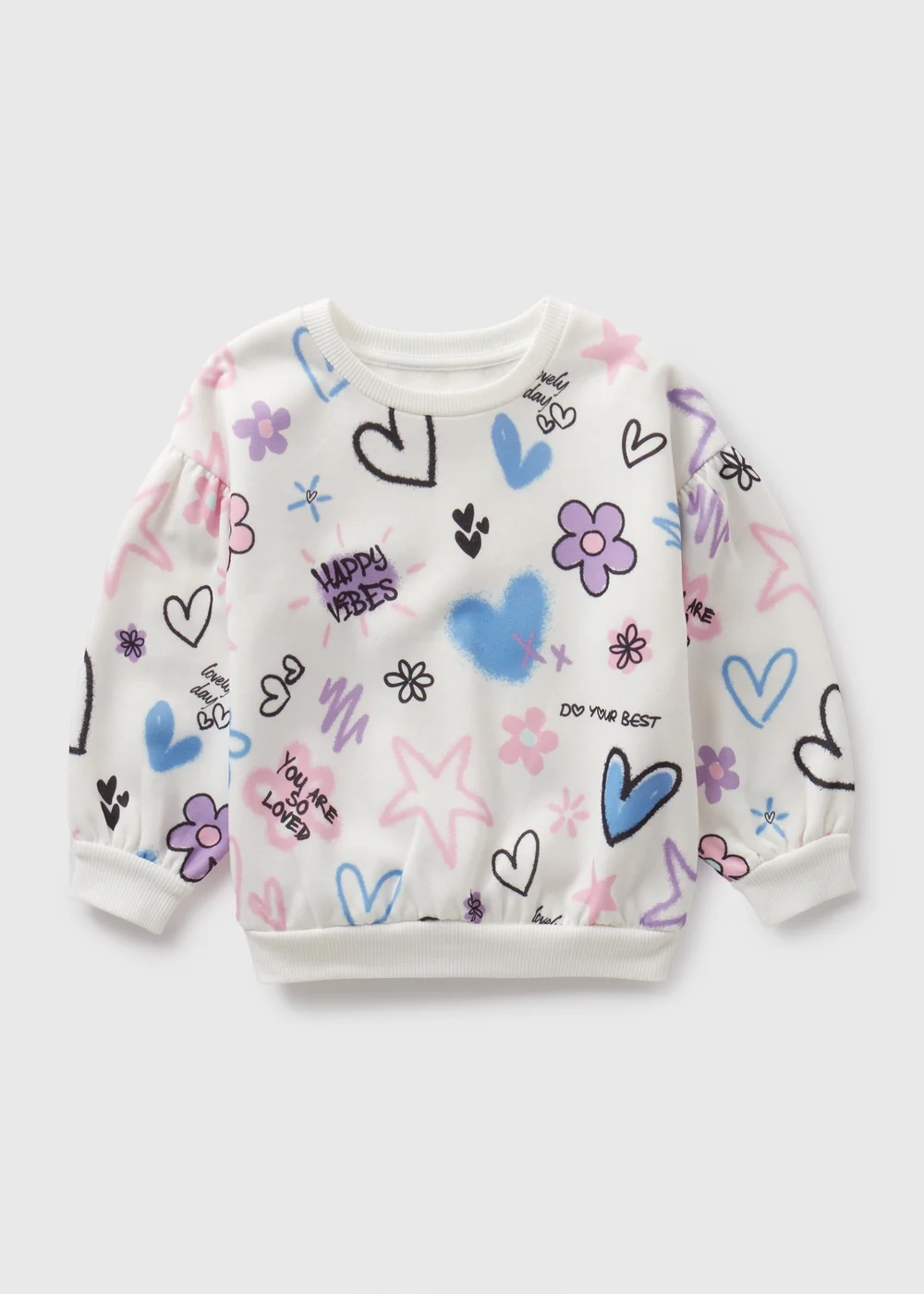Girls Cream Graffiti Sweatshirt (1-7yrs) - 1-1.5 Yrs Image 1