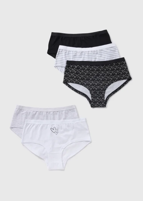 5 Pack Girls Black Heart Hipsters (6-13yrs) - 6-7 Yrs Image 1
