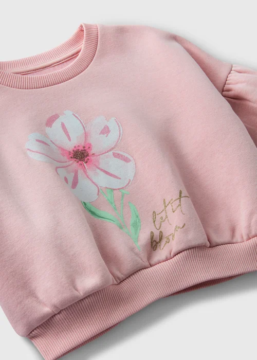 Girls Pink Flower Sweatshirt (1-7yrs) - 1-1.5 Yrs Image 2