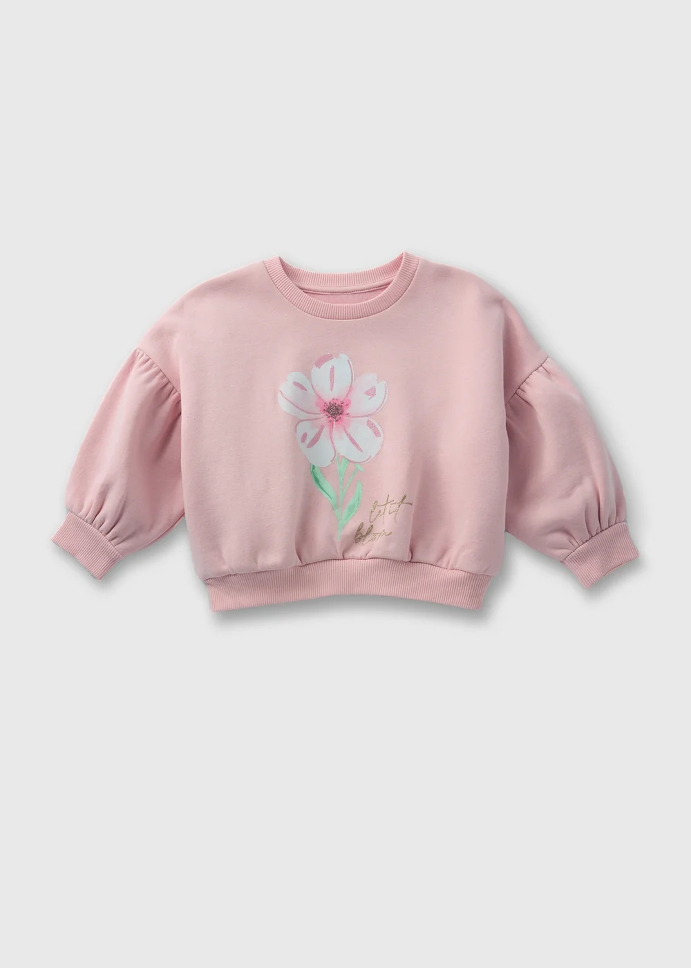 Girls Pink Flower Sweatshirt (1-7yrs) - 1-1.5 Yrs Image 1