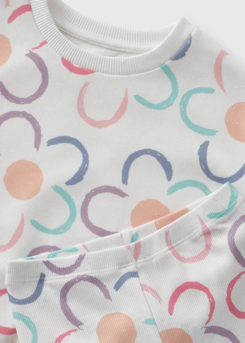 Girls Cream Flower Sweatshirt & Leggings Set (1-7yrs) - 1 half year to 2 Image 2
