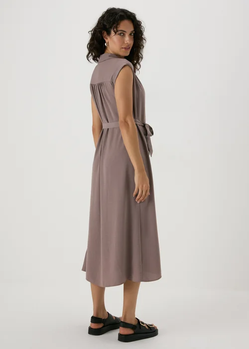 Papaya Petite Brown Button Through Shirt Midi Shirt Dress - 6 Image 2