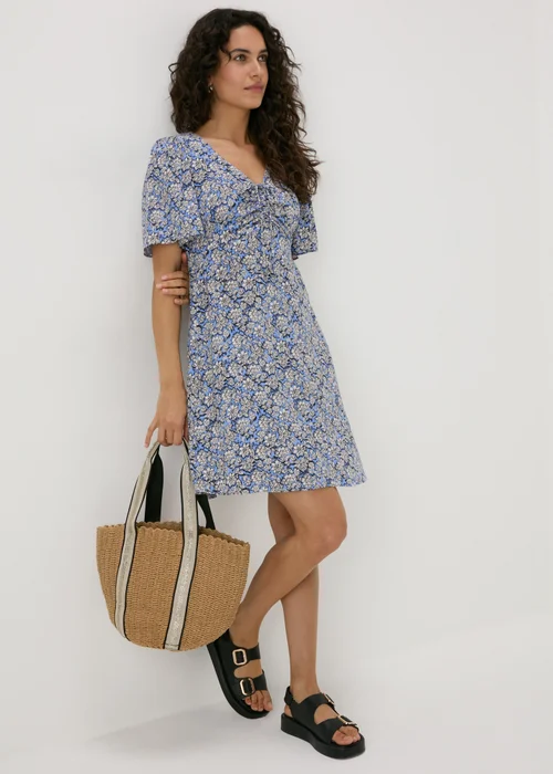 Papaya Petite Blue Floral Viscose Mini Dress - 6 Image 4
