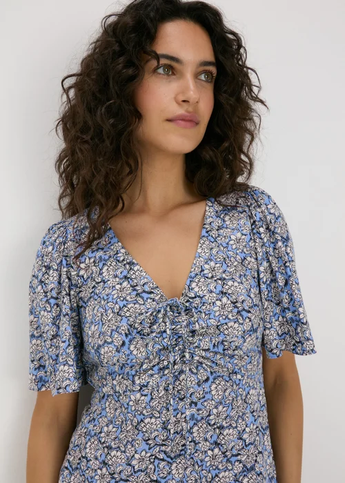 Papaya Petite Blue Floral Viscose Mini Dress - 6 Image 3