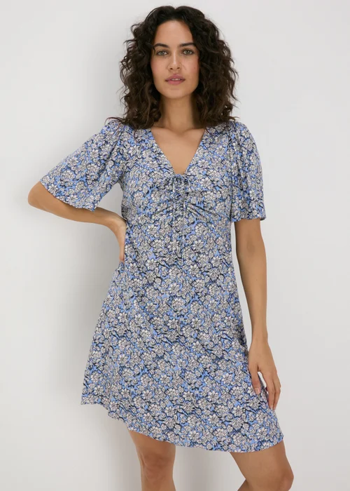 Papaya Petite Blue Floral Viscose Mini Dress - 6 Image 1