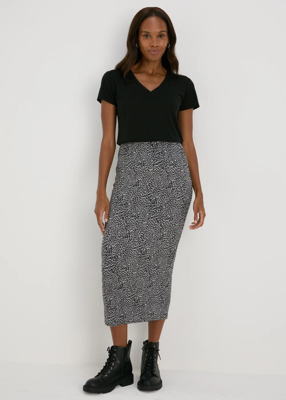 Papaya Petite Leopard Print Plisse Midi Skirt - Size 6 Image 1