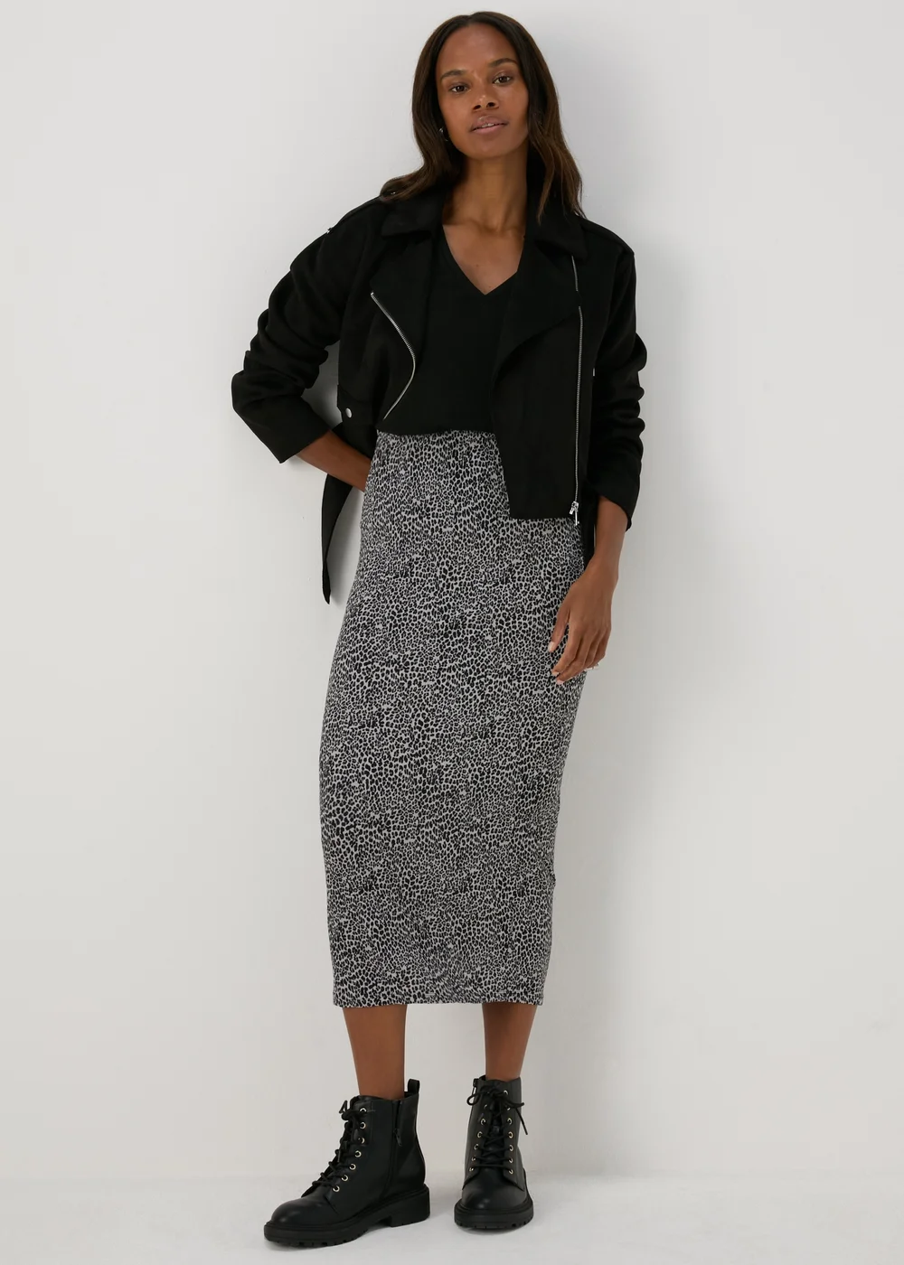 Papaya Petite Leopard Print Plisse Midi Skirt - Size 6 Image 4