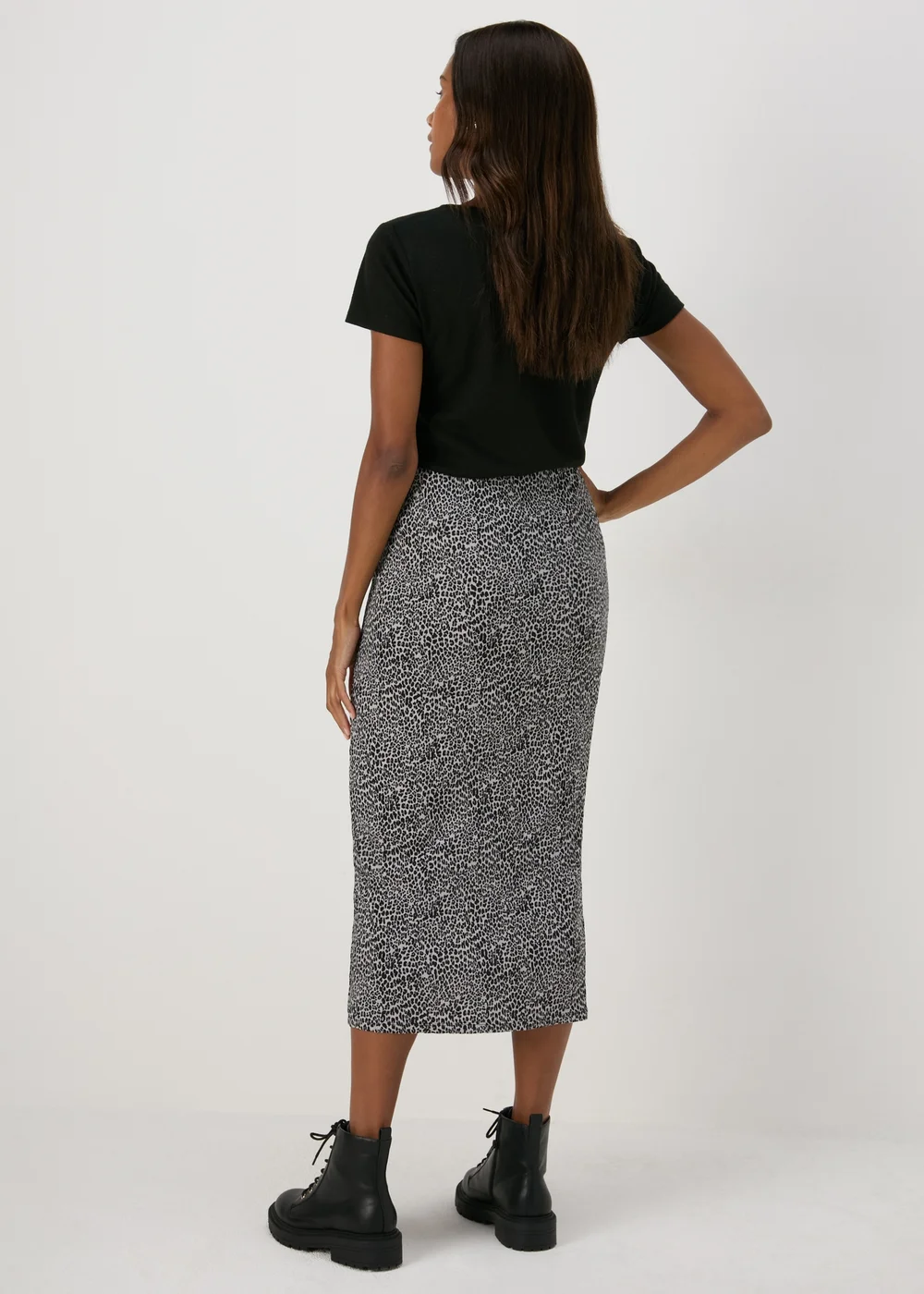 Papaya Petite Leopard Print Plisse Midi Skirt - Size 6 Image 2
