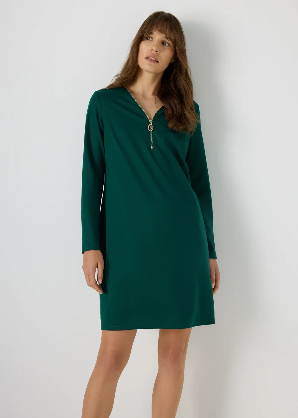 Et Vous Green Knee Length Jersey Dress - 8 Image 1