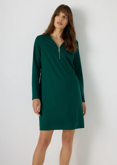 Et Vous Green Knee Length Jersey Dress - 8 Image 1