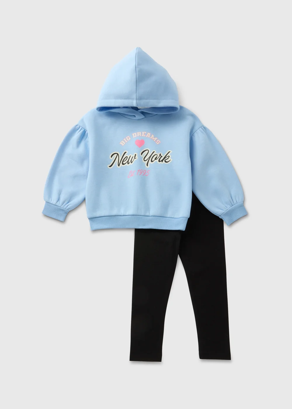 Girls Blue New York Hoodie & Leggings Set (1-7yrs) - 1 half year to 2 Image 1