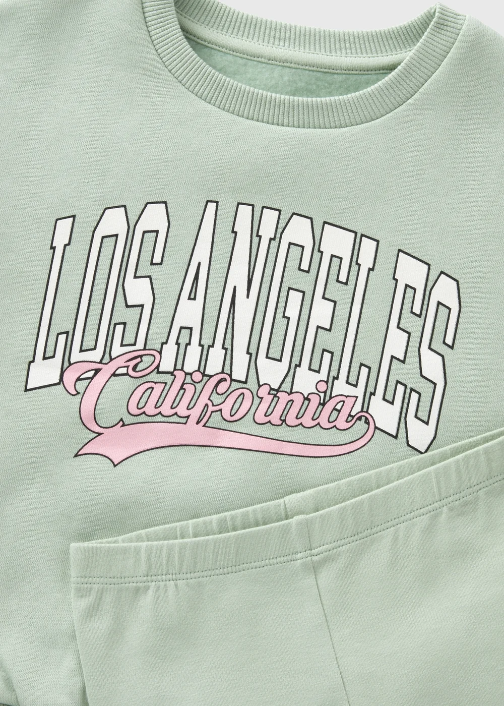 Girls Green Los Angeles Sweatshirt and Shorts Set (1-7yrs) - 1 half year to 2 Image 2