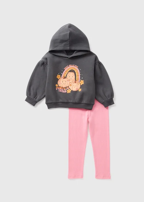Girls Pink Pumpkin Hoodie & Legging Set (1-7yrs) - 1 half year to 2 Image 1