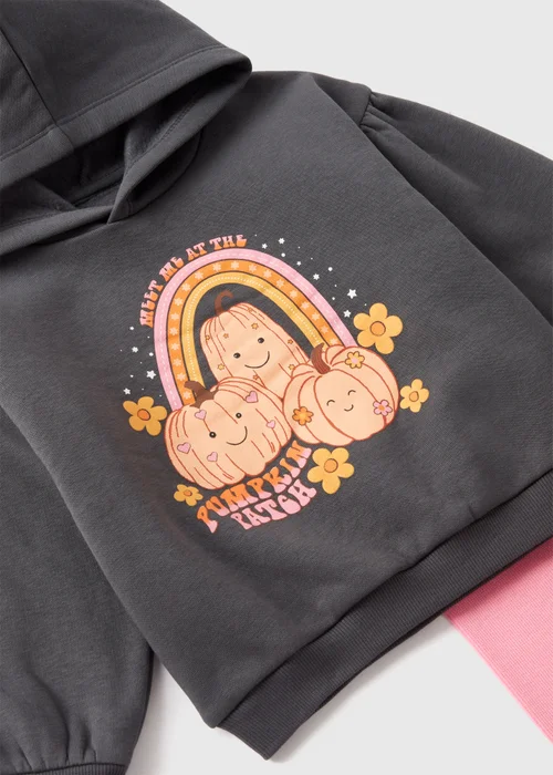 Girls Pink Pumpkin Hoodie & Legging Set (1-7yrs) - 1 half year to 2 Image 2