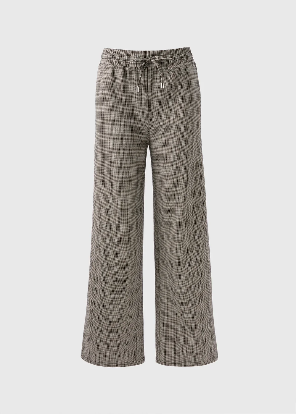 Beige Check Wide Leg Trousers - 8 Image 4