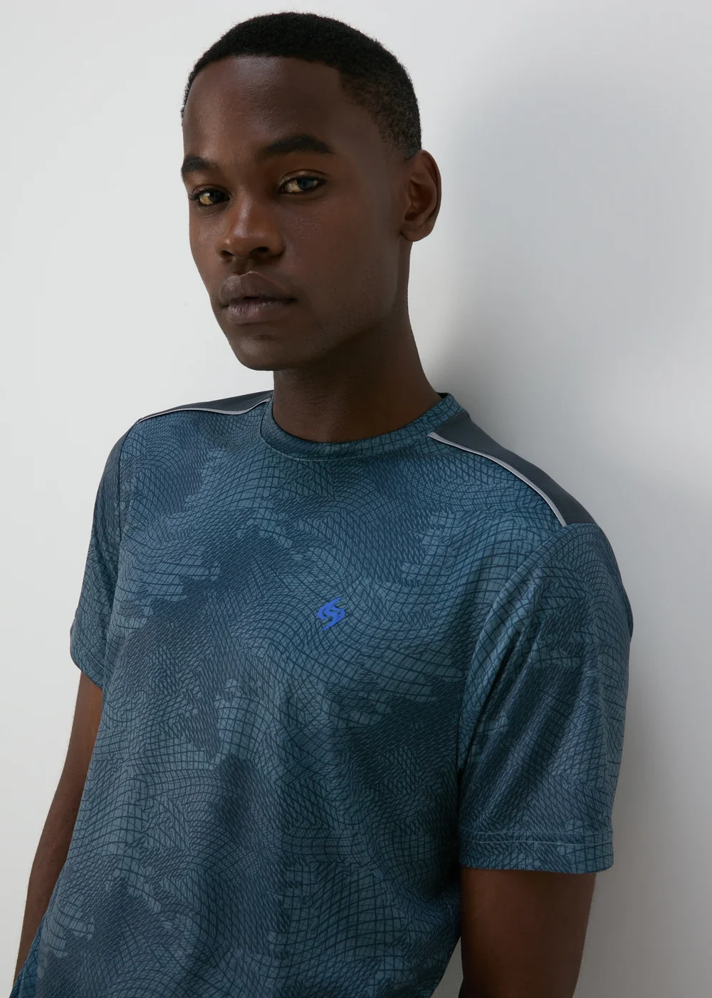 Souluxe Blue Printed Mesh T-Shirt - XS Image 1