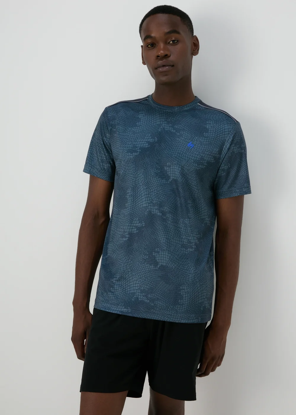 Souluxe Blue Printed Mesh T-Shirt - XS Image 3