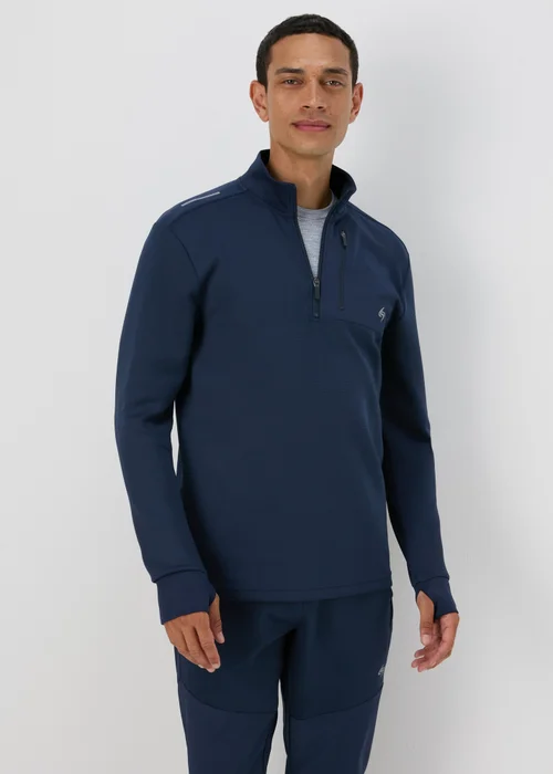 Souluxe Navy Quarter Zip Sweatshirt - XS Image 3