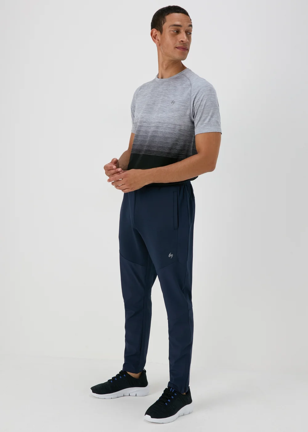 Souluxe Navy Panelled Jogging Bottoms - Extra small Image 1