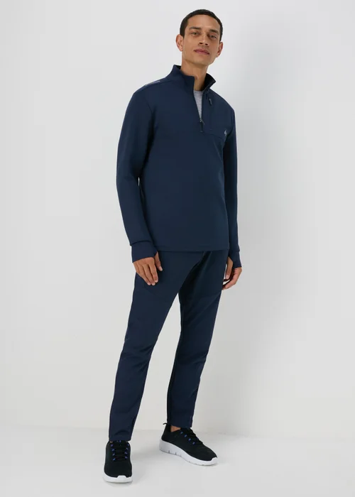 Souluxe Navy Panelled Jogging Bottoms - Extra small Image 4