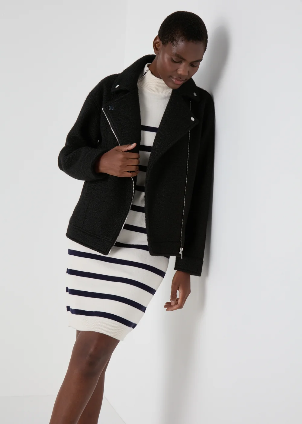 Black Boucle Biker Jacket - 8 Image 1