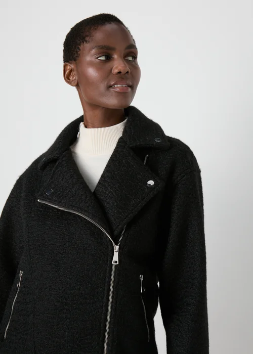 Black Boucle Biker Jacket - 8 Image 3