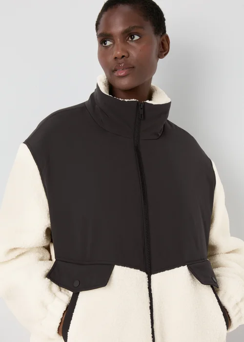 Cream Fleece Padded Coat - 8 Image 3