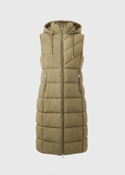 Khaki Long Padded Gilet - 8 Image 4