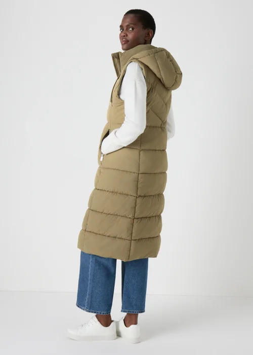 Khaki Long Padded Gilet - 8 Image 2