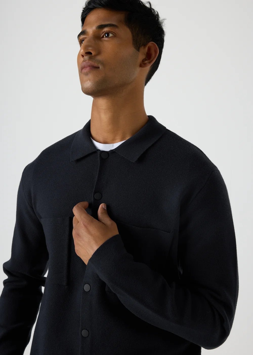 Navy Shirt Cardigan - S Image 3