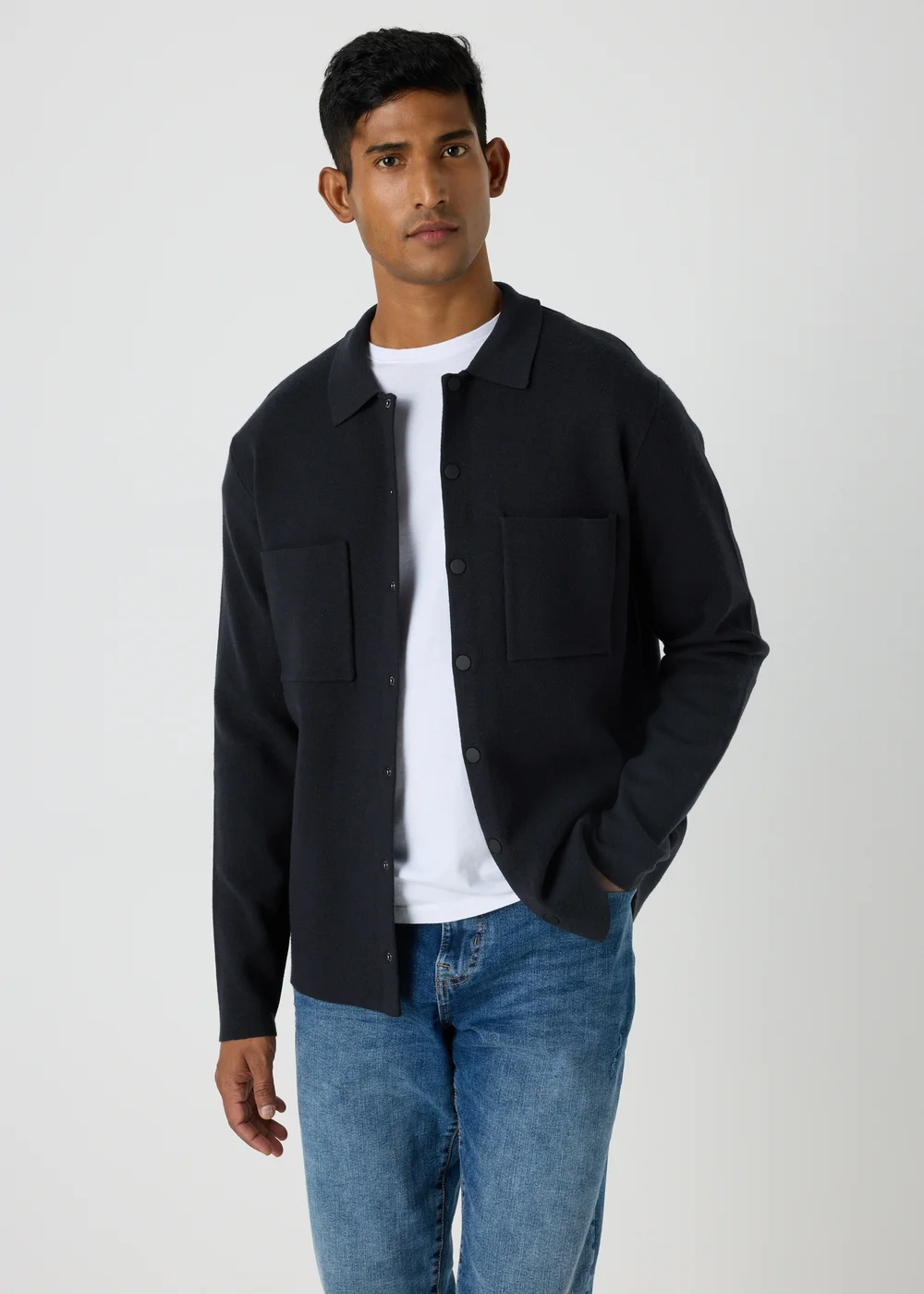 Navy Shirt Cardigan - S Image 1