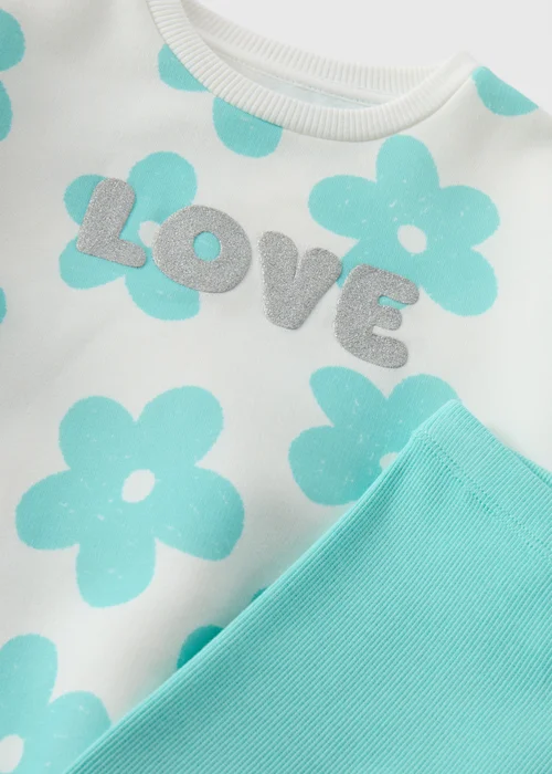 Girls Cream Flower Print Sweatshirt & Leggings Set (1-7yrs) - 1 half year to 2 Image 2