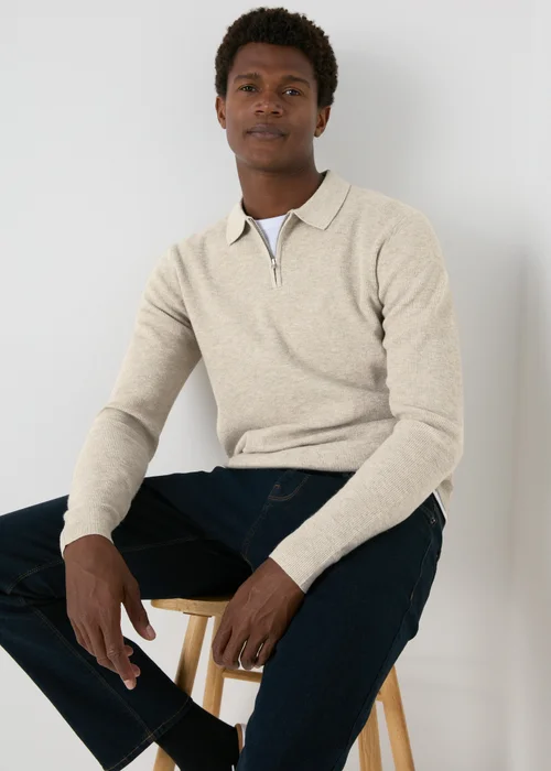 Stone Zip Rib Polo Shirt - S Image 1