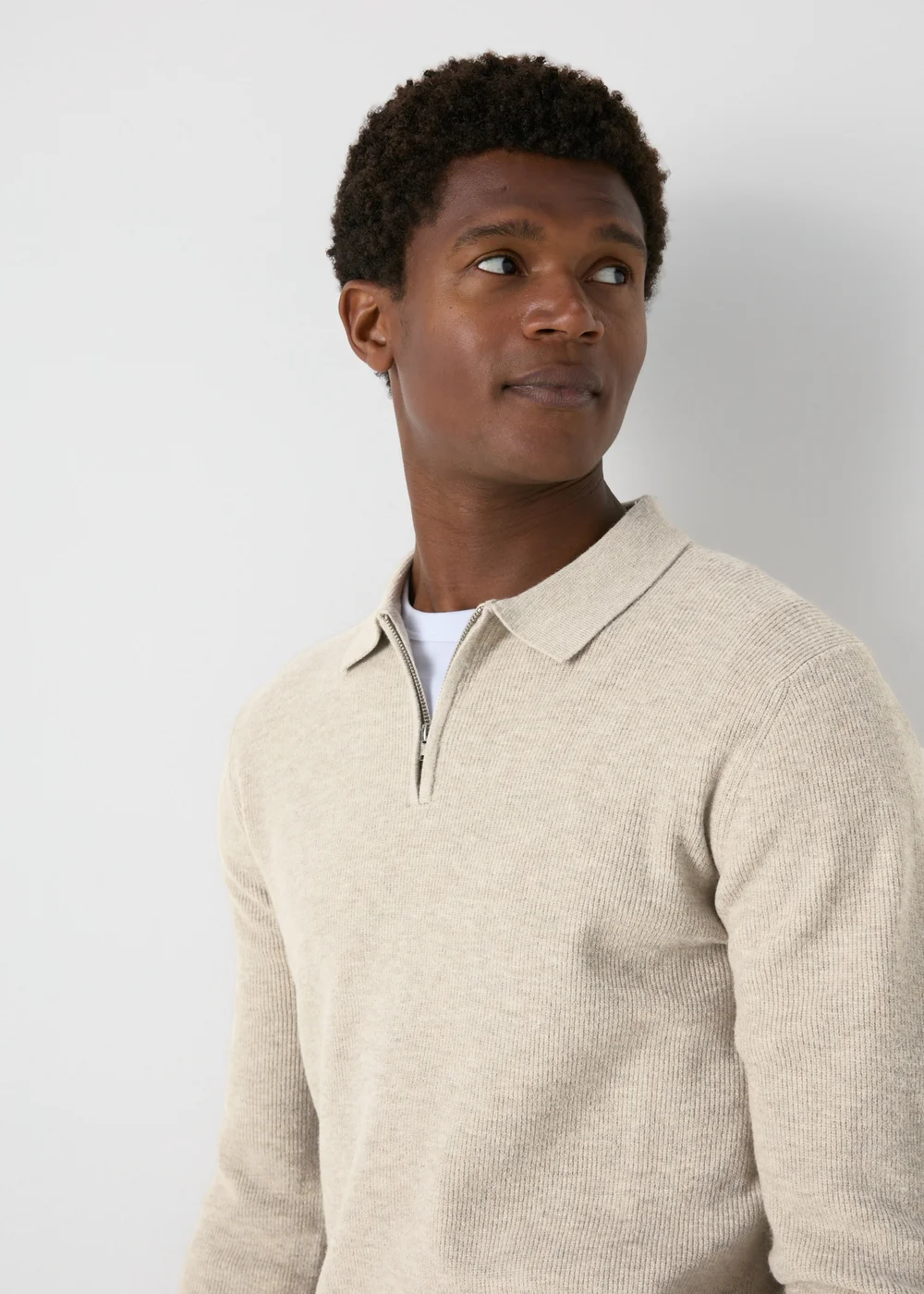 Stone Zip Rib Polo Shirt - S Image 2