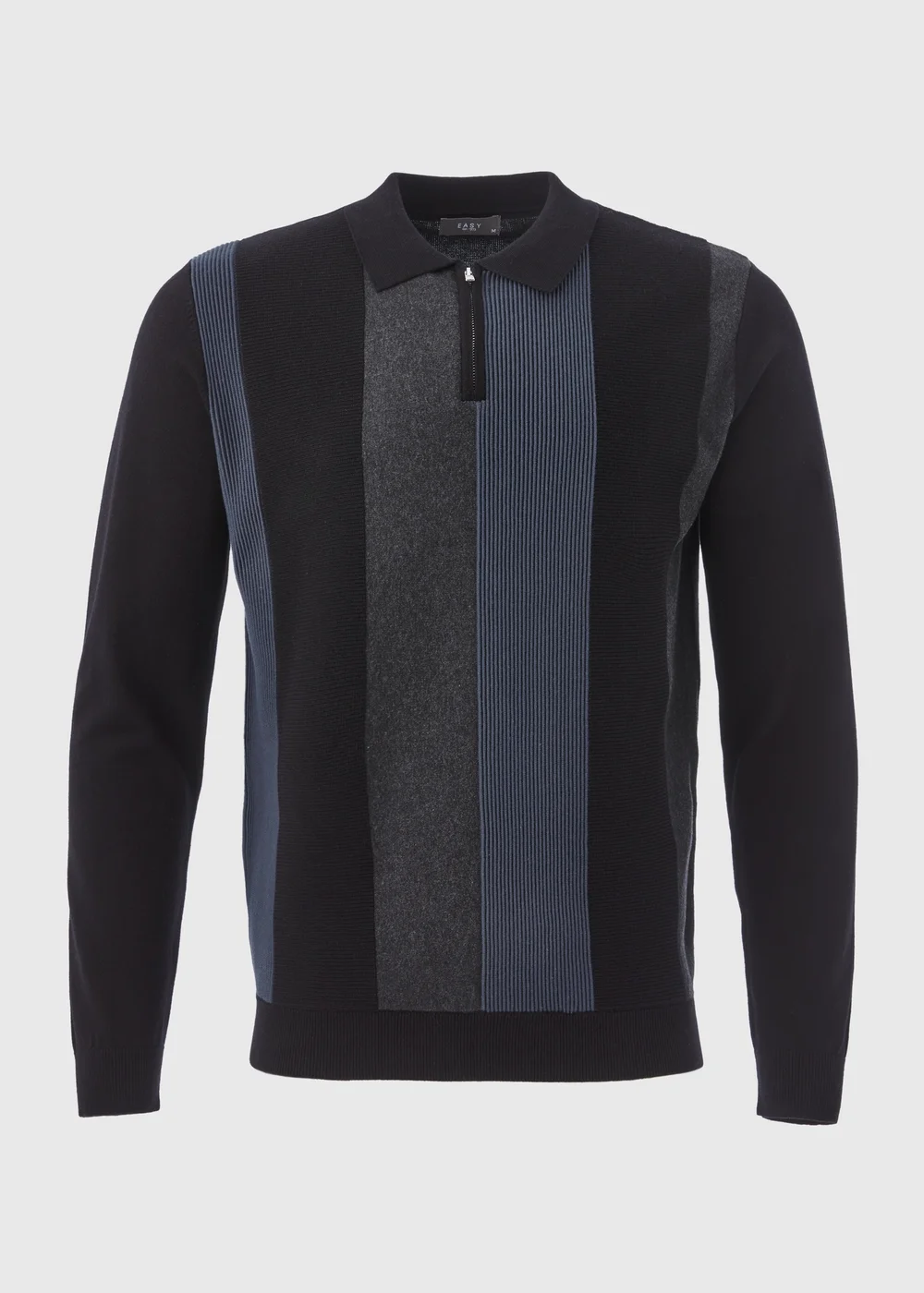 Black Stripe Zip Polo Shirt - S Image 5