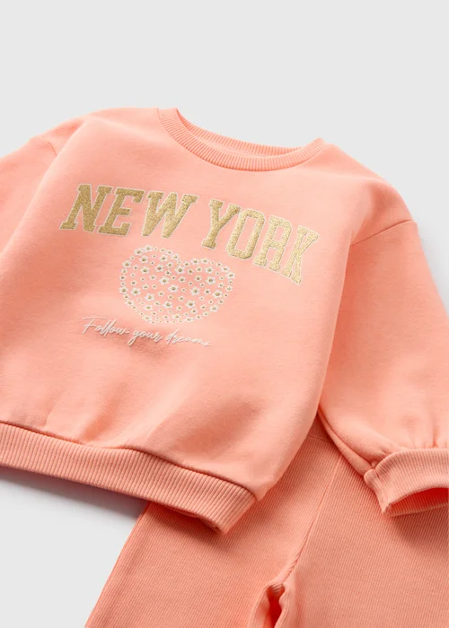 Girls Coral New York Sweatshirt & Flared Leggings Set (1-7yrs) - 1 half year to 2 Image 2